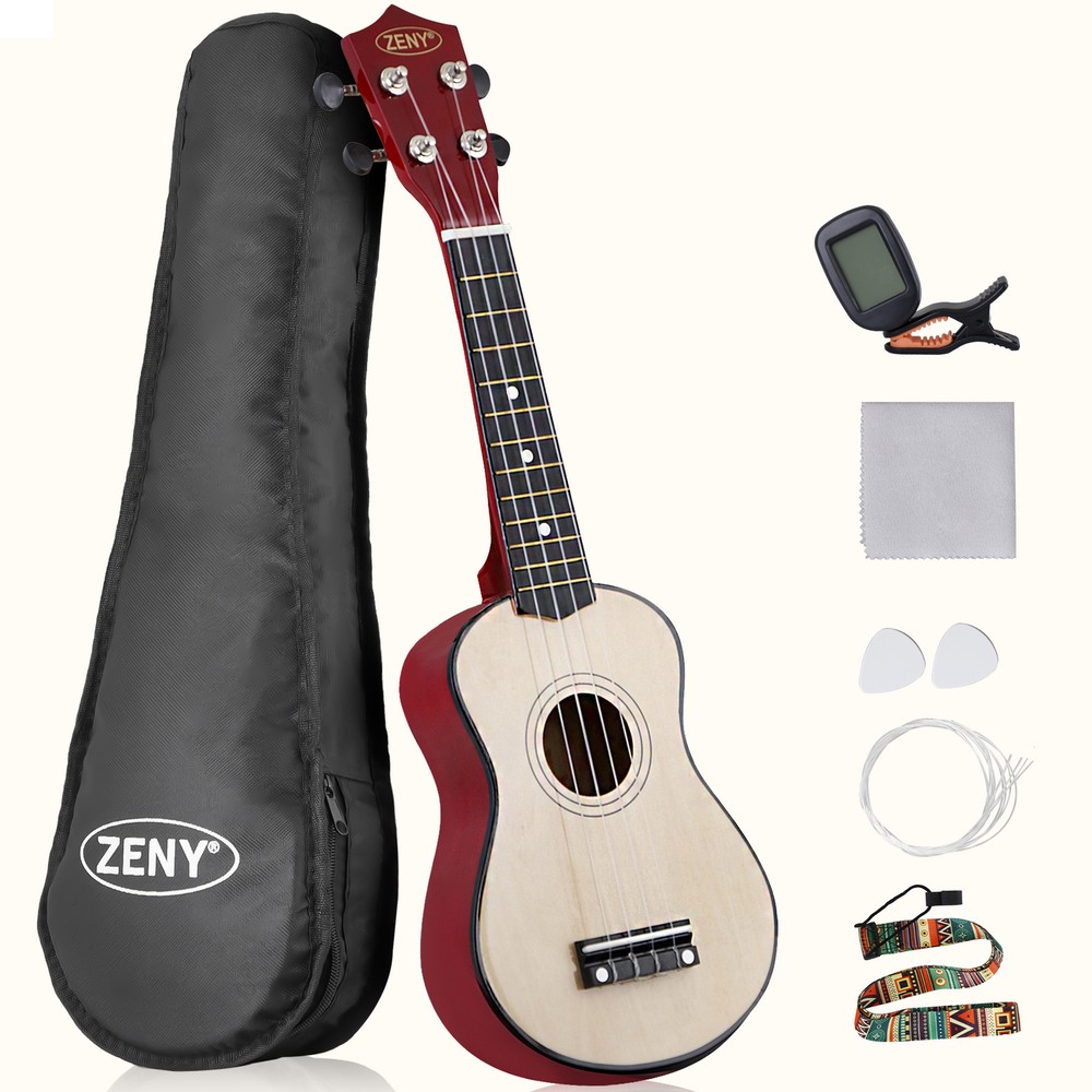 Soprano Ukulele Natural 21" Ukelele Beginner Kit with Gig Bag Strap String Picks