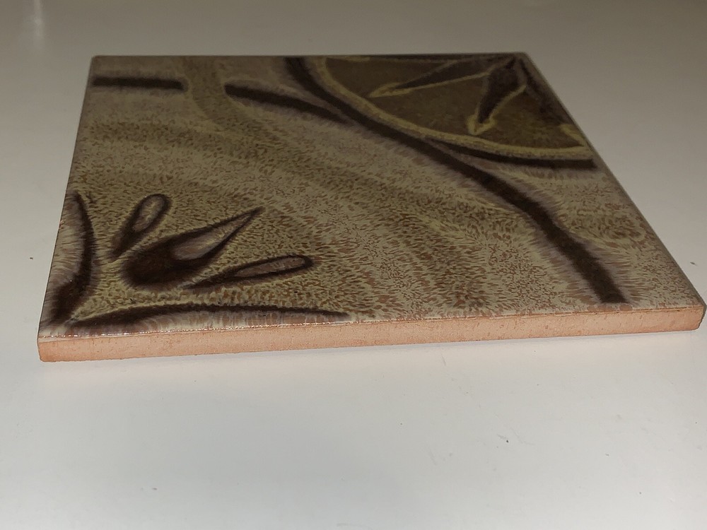Vintage Ceramic Tile 6" x 6" Made in Italy Brown Beige Pattern