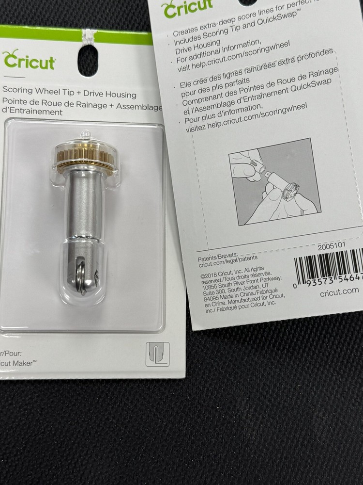 2 Cricut 2005101 Single Scoring Wheel Tip with Housing Maker Tool