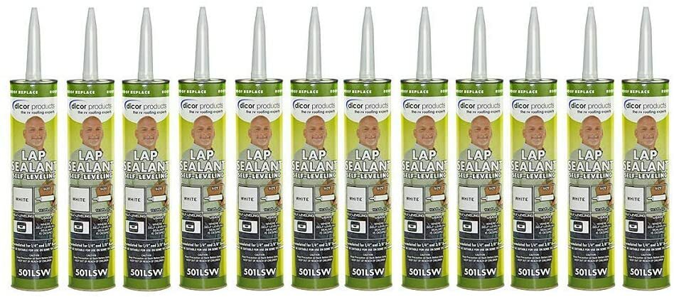 Sealant White Dicor RV Camper Rubber Roof Repair Self Leveling 12/pack 502LSW