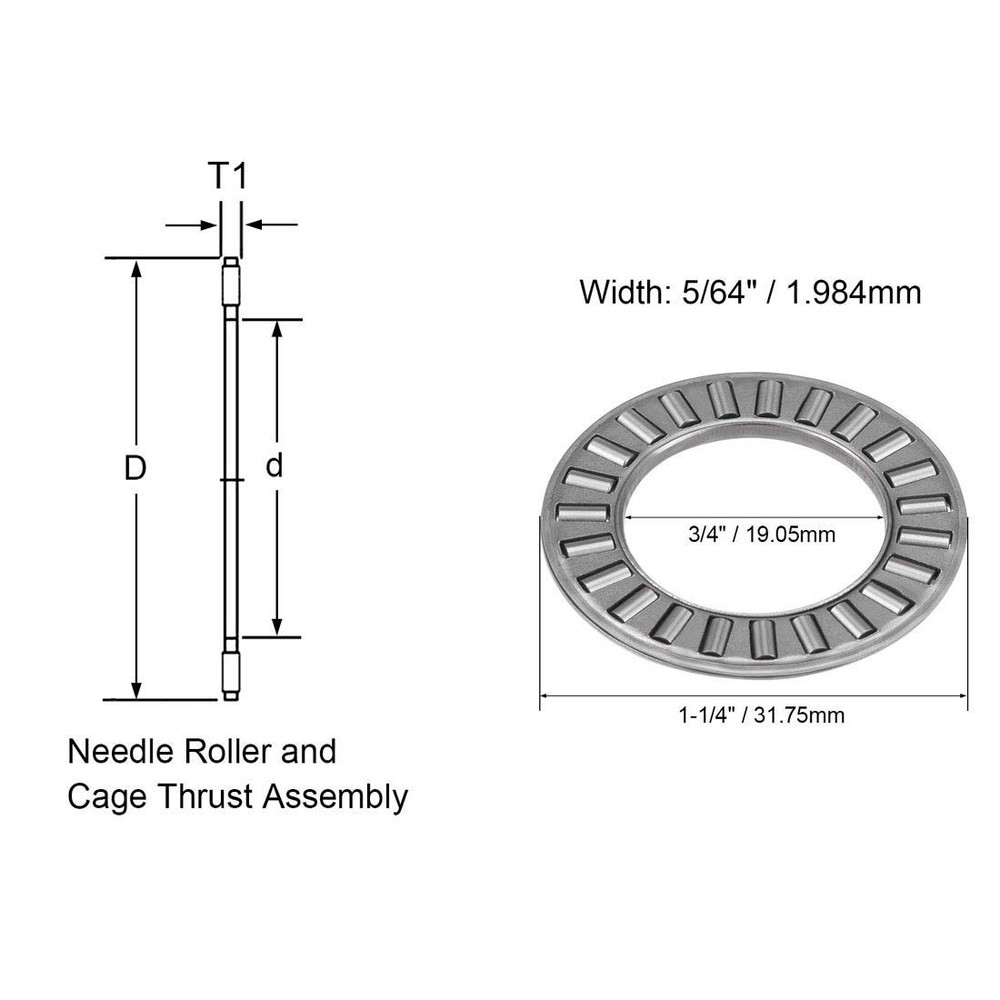 6 Sets Thrust Needle Roller BearingsRoller Bearing with Two Washers 3/4