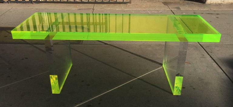 Lime Green Lucite Bench by Cain Modern