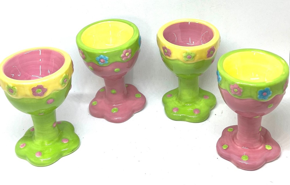 Ceramic Polka Dot Egg Cups Set/4