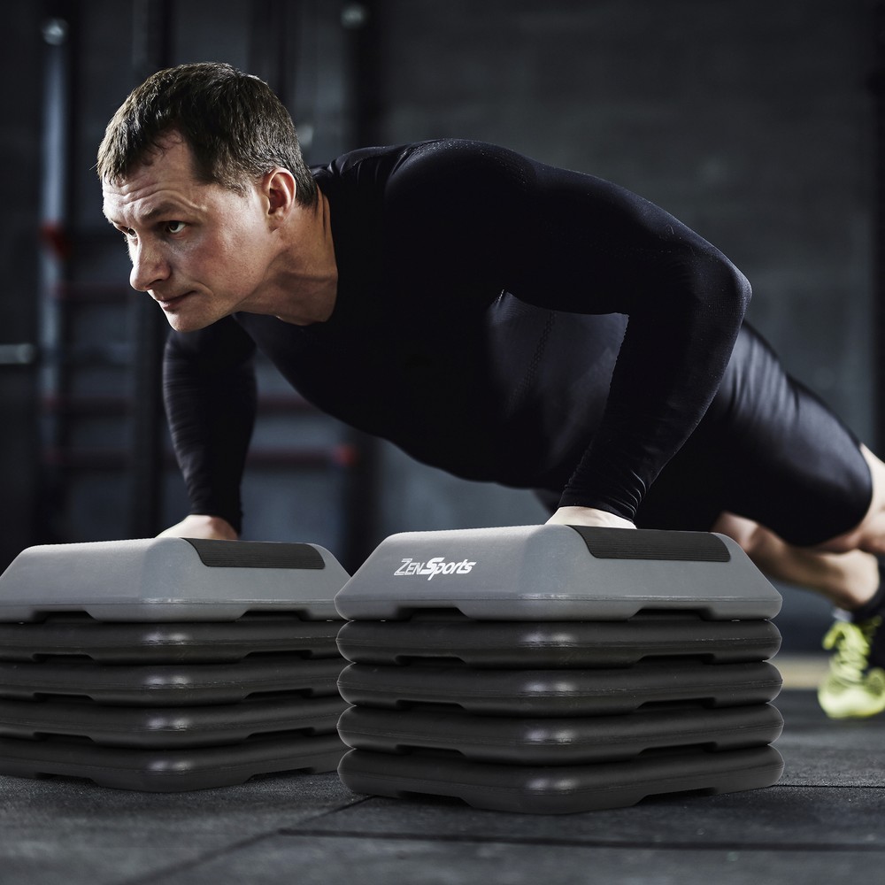 16"x16" Adjustable High Step Aerobic Platform with 4 Risers for Exercise 2 Color