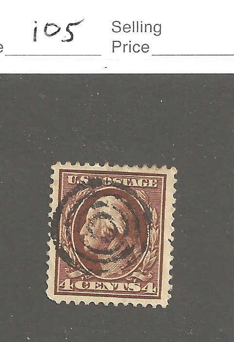 US 334, 4 cent orange brown,1908, fancy cancel,