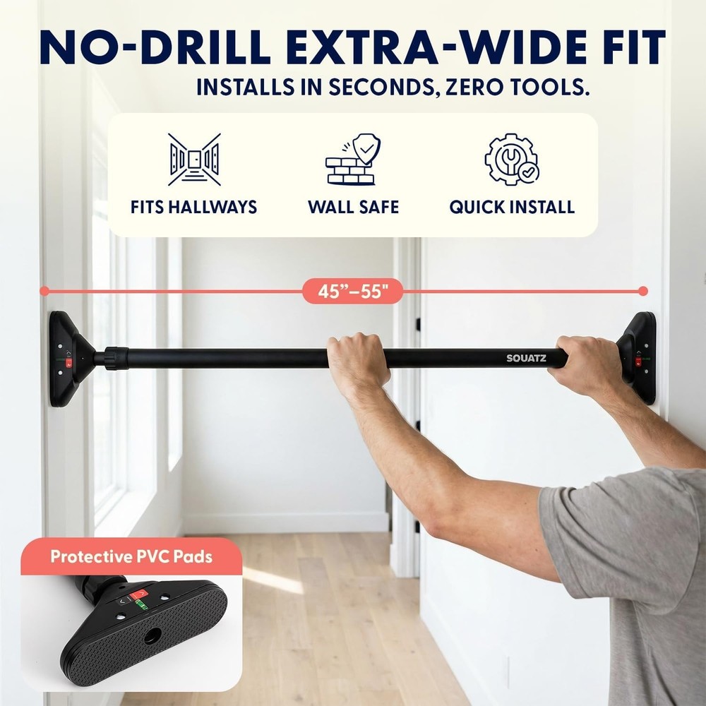 Doorway Pull up Bar, Adjustable Door Frame Pull up Bar with Level Meter