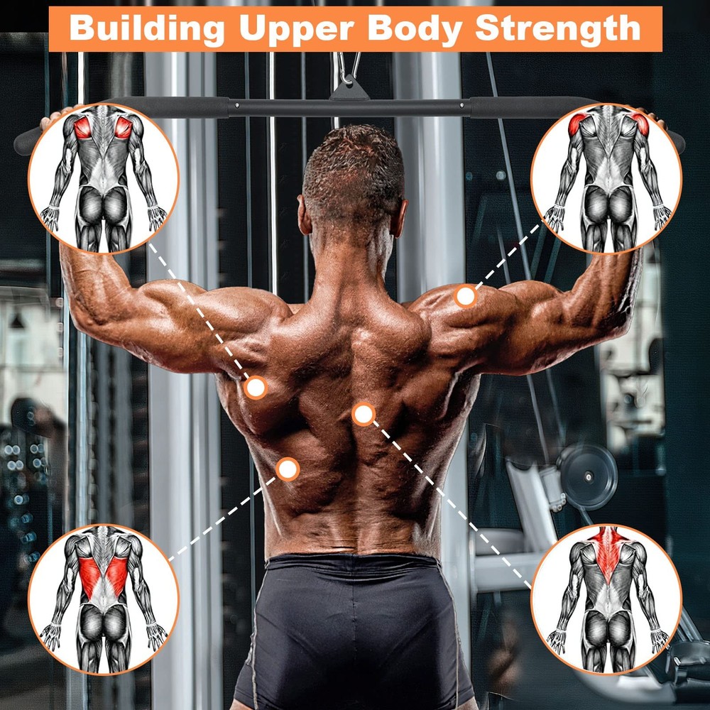 39in LAT Pulldown Bar Attachment Tricep Curl Press Down Cable Machine Handle