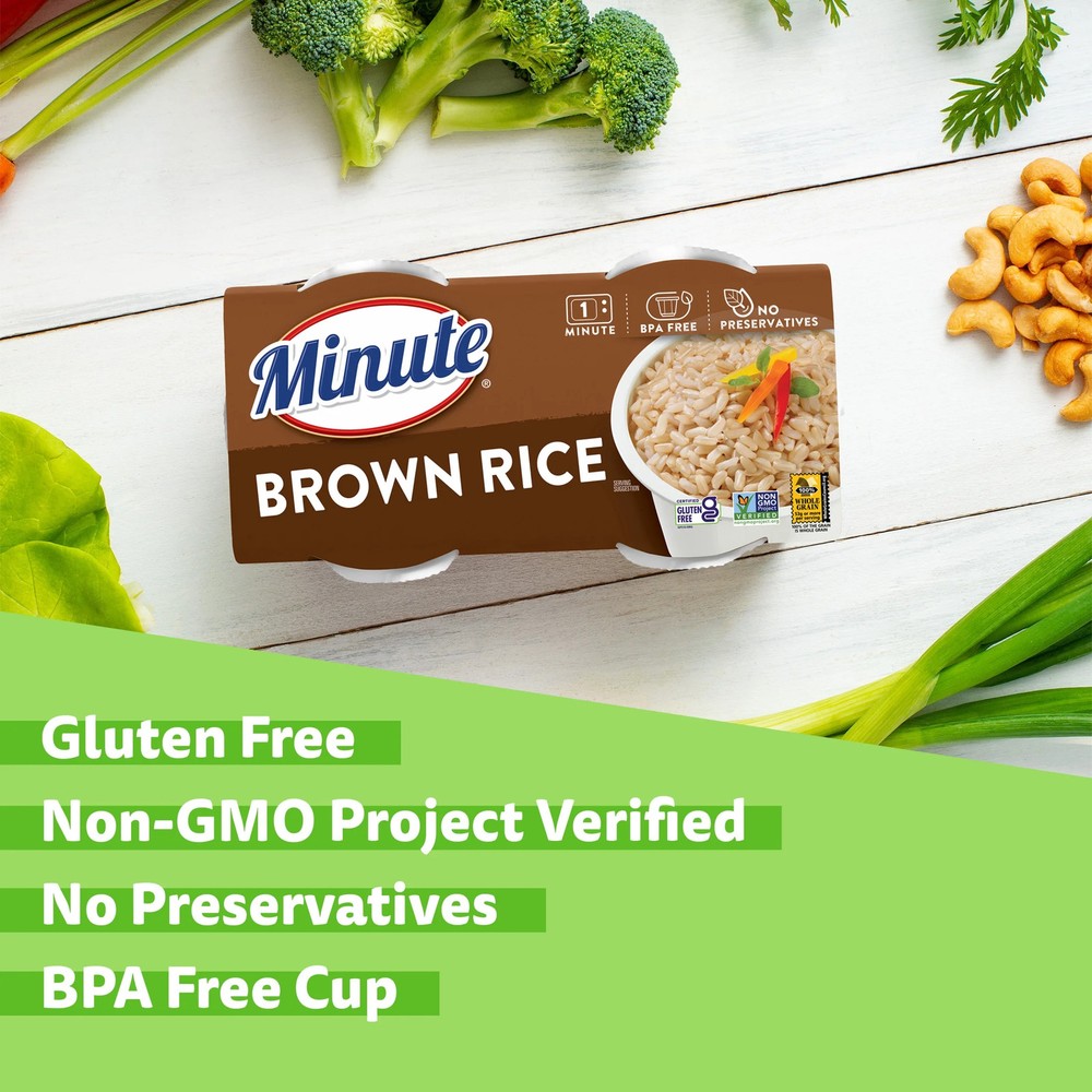 Minute Brown Rice Microwaveable Rice Cups 4.4 oz 2 Count