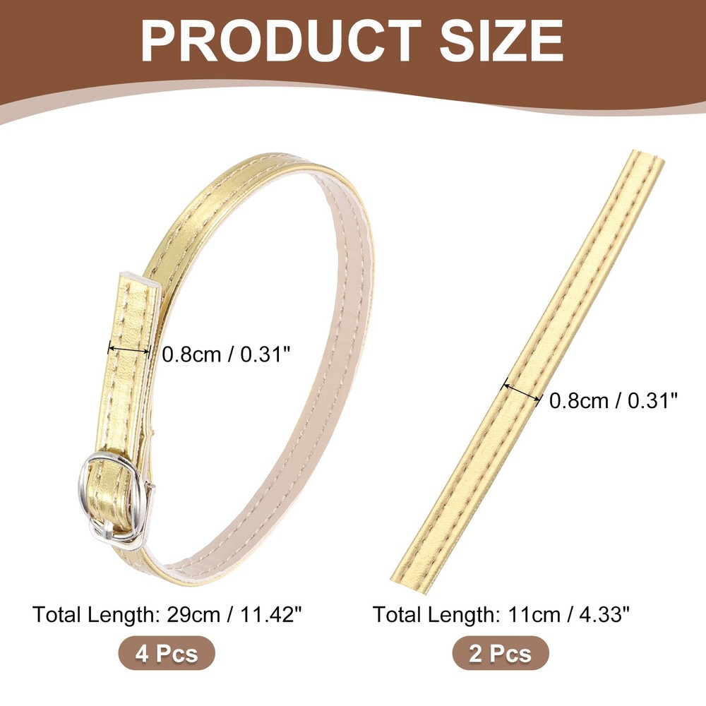 2 Pair Replacement Ankle Strap for Heels Shoe Bands Bright Gold