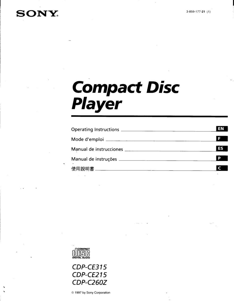 Sony CDP-CE215 CD Player Owners Manual