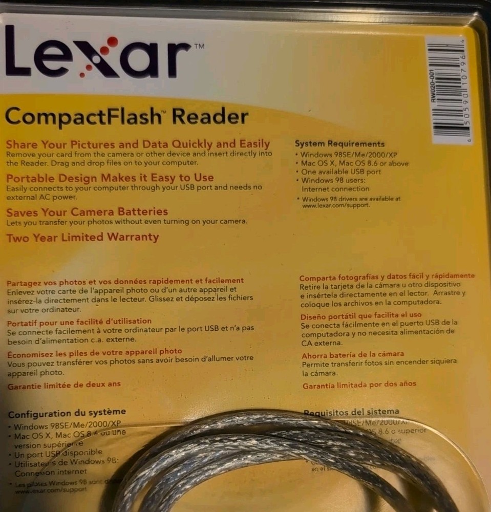 Lexar USB 2.0 Compact Flash Reader RW020-001 CompactFlash New In Package