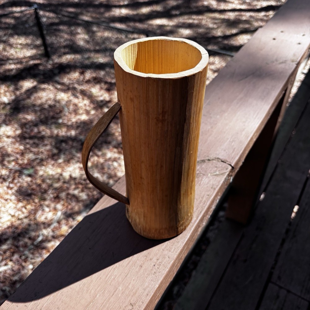 Primitive Handmade Bamboo Pitcher With Handle