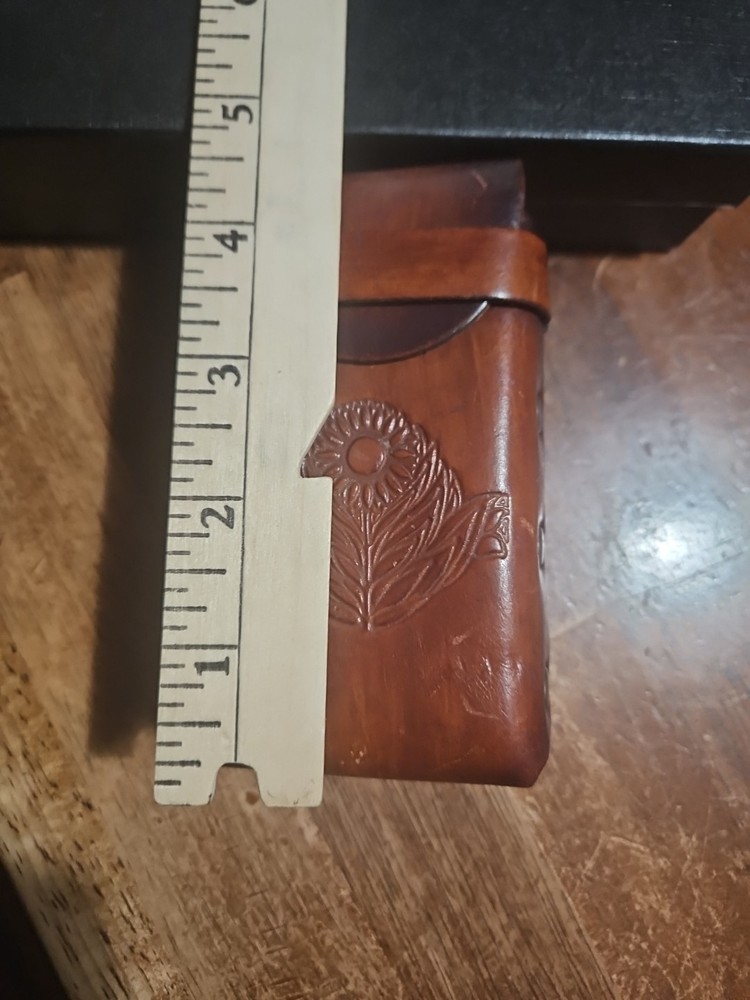 Tooled leather Cigarette case With Lighter Sleeve Vintage