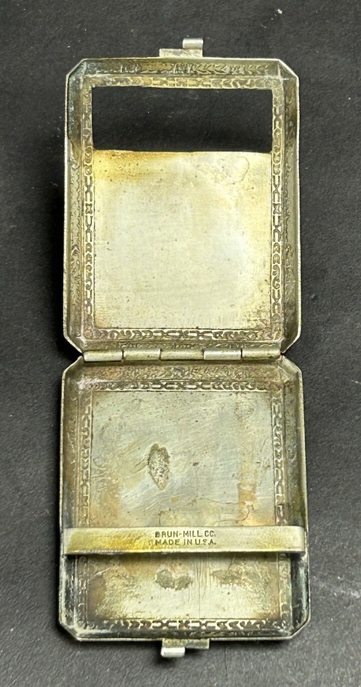 Vintage Brun-Mill Silver Match Case Compact