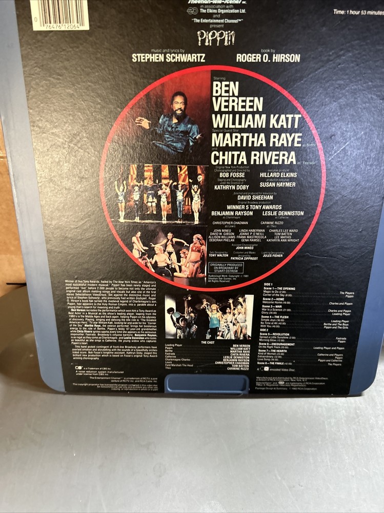 Pippin RCA Ben Vereen William Kat SelectaVision - CED VideoDisc