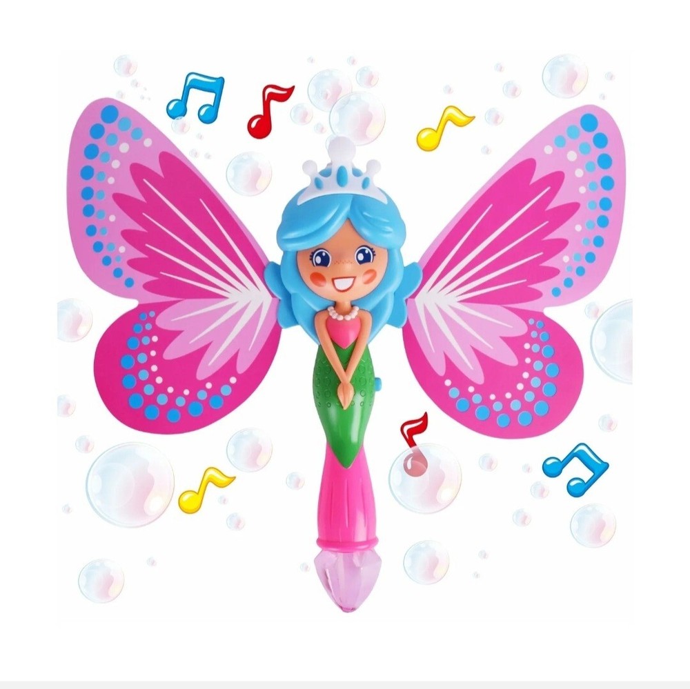 Play Day Butterfly Wand w/Lights & Sounds Includes Bubble Solution New! Cute!