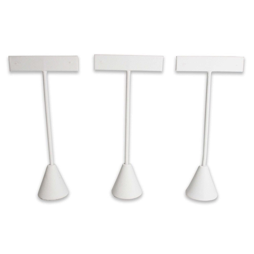 White Leatherette Earring T Shape Display Stands