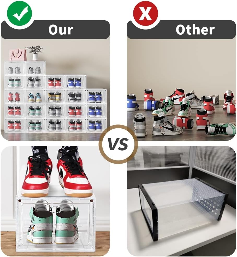 US 15 Clear Entryway Shoe Storage Boxes Stackable XXL 8 Pack Clear Shoe Boxes