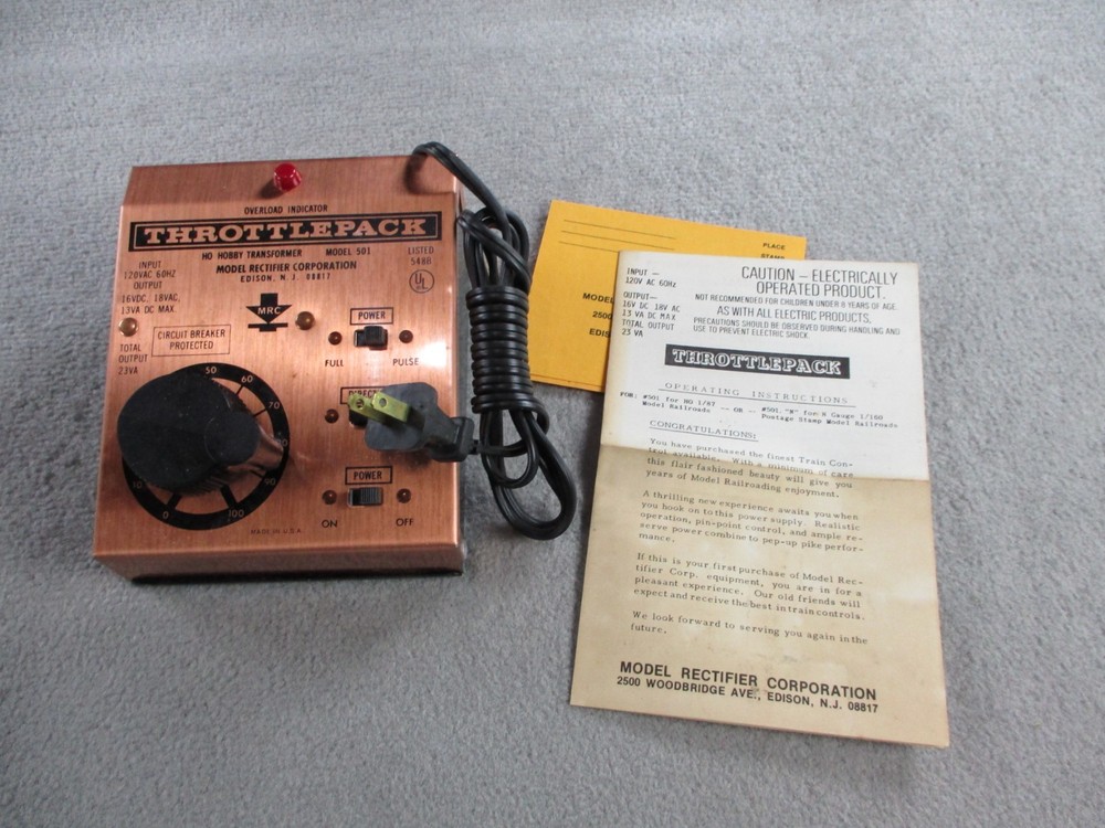 MRC Throttlepack Model 501 HO Hobby Transformer 120 VAC Model Rectifier Corp