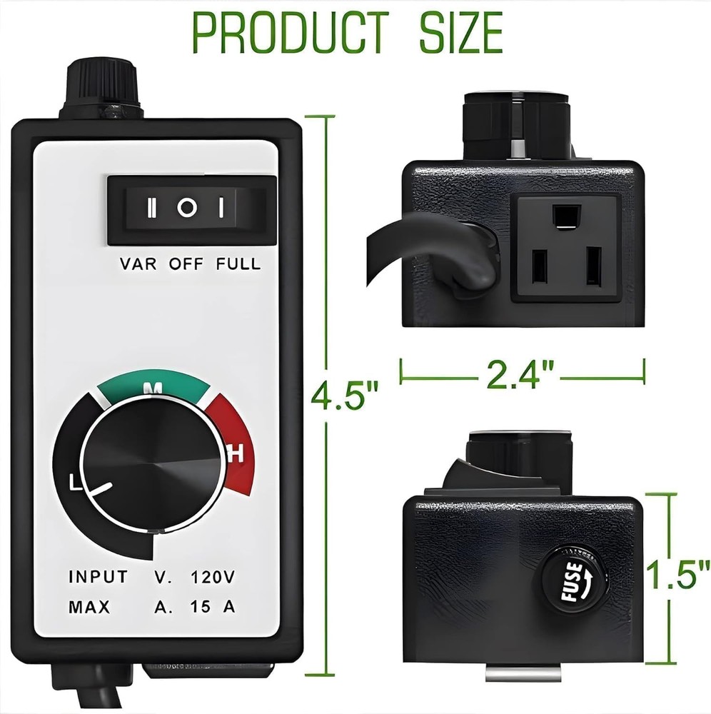 Advanced 120V AC Fan Speed Controller with 3 Settings & Overload Protection