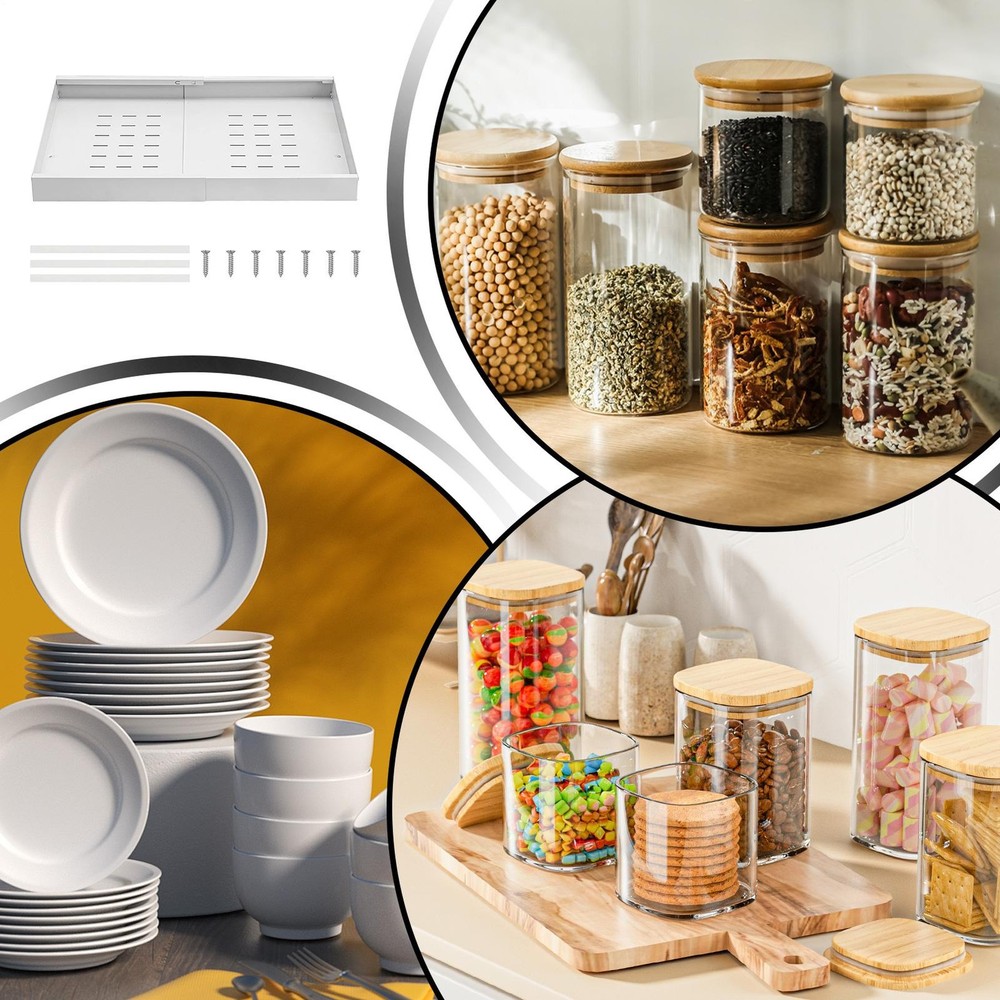 Pull Out Cabinet Drawer Kitchen Organization Adhesive Sliding Tray