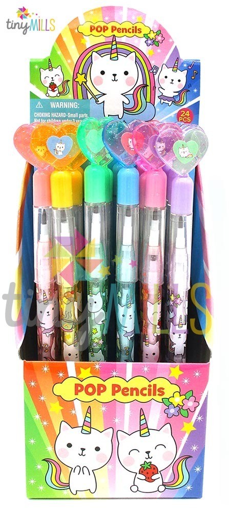 TINYMILLS 24 Pcs Unicorn Kitty Multi Point Pencils