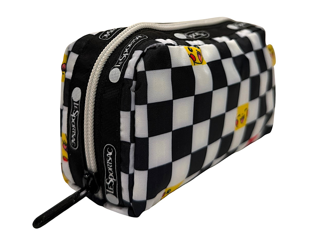 LeSportsac Pokemon Pikachu Check Rectangular Cosmetic Bag, Black/White Check