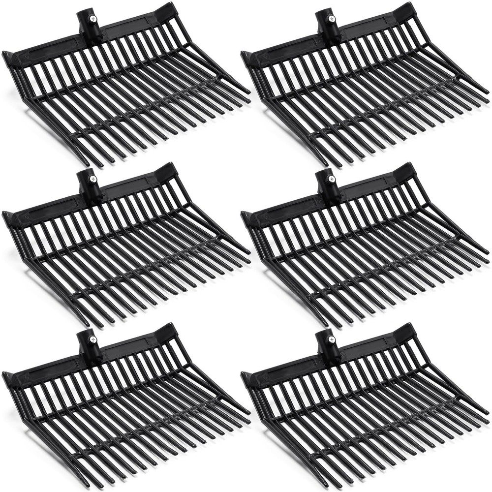 Manure Fork Replacement Head, 18 Tines Pitchfork with Screws & Nuts, Black