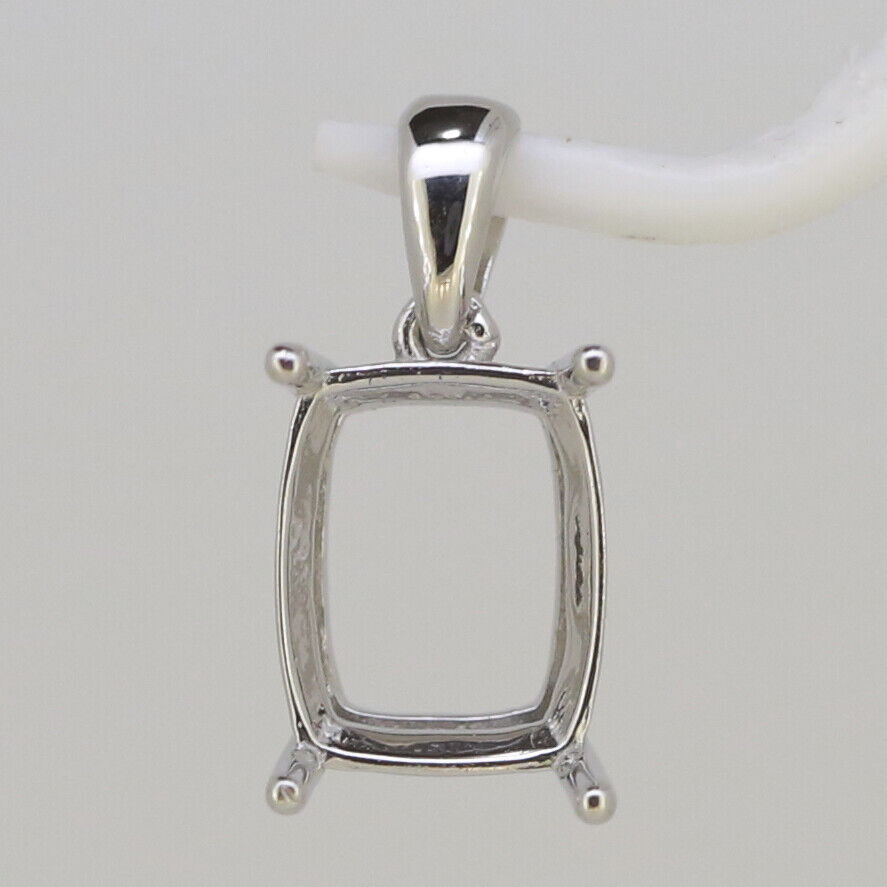 Sterling Silver Semi Mount Pendant Setting Cushion CU 12x10mm
