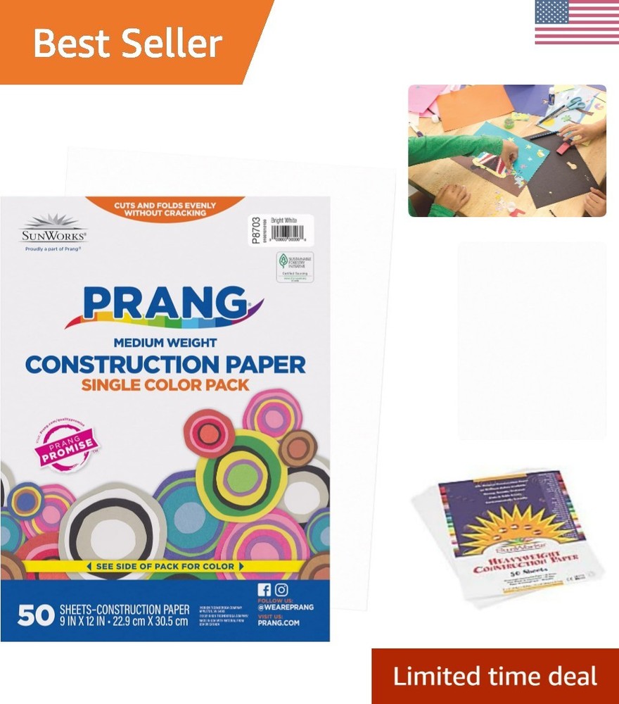 Formerly Construction Paper, Bright White, 9" x 12", 50 Sheets