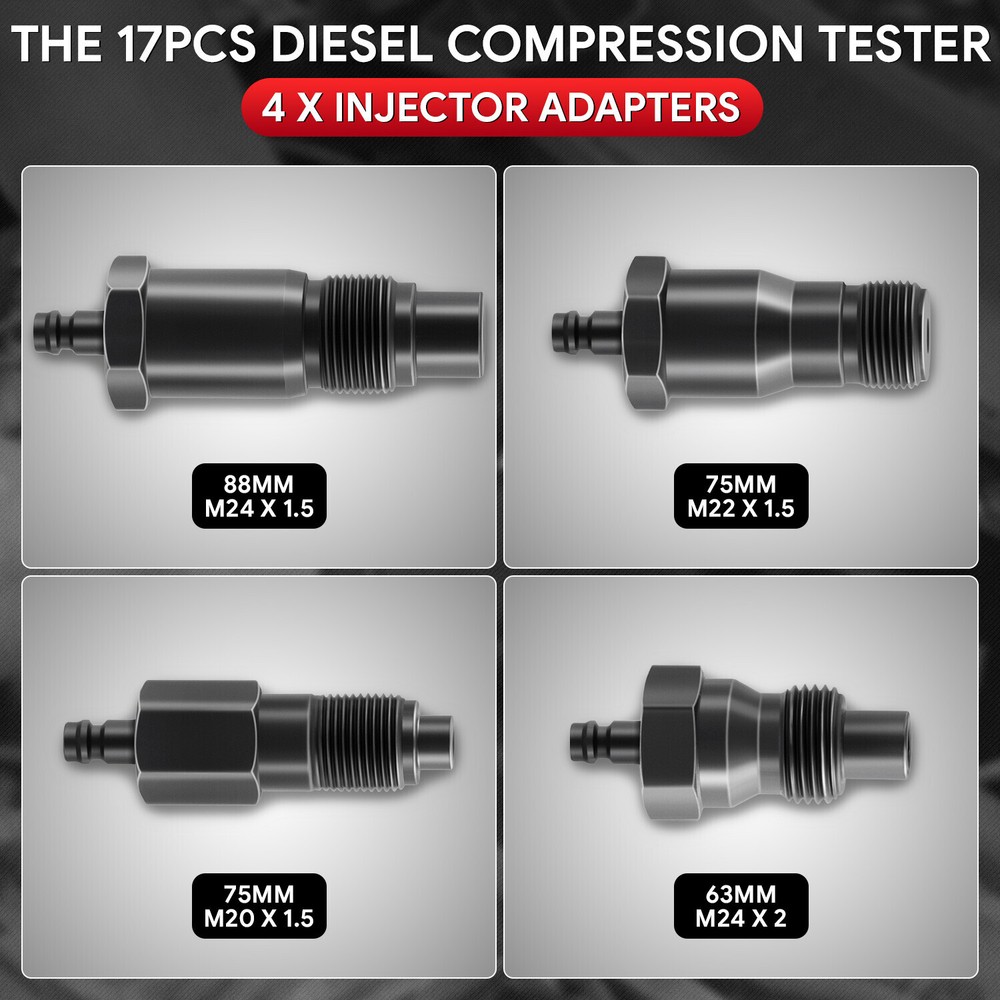 TU-15B Cylinder Diesel Engine Compression Gauges Pressure Meter Tester Tool Kits