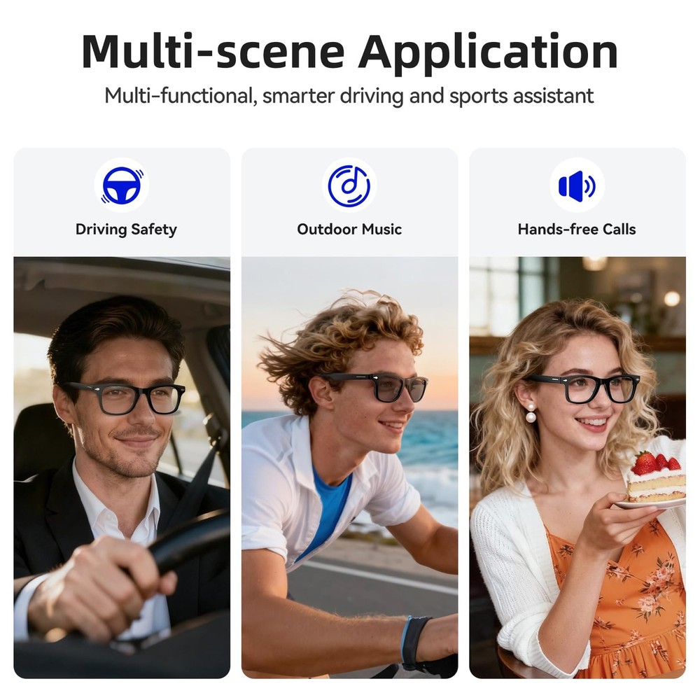 Smart Glasses,Polarized Sunglasses with Bluetooth 5.4 Open Ear Speaker,Athlet...
