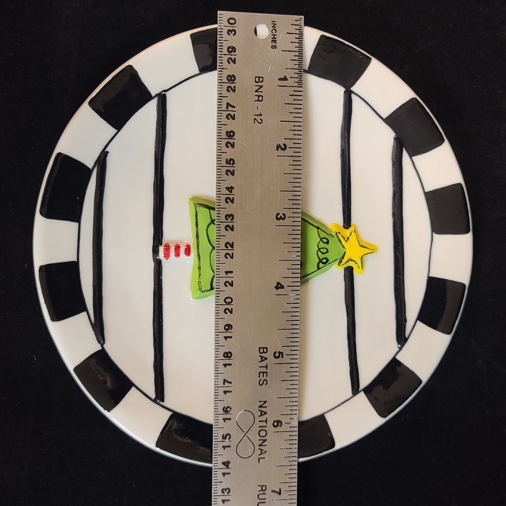 Heartfelt Home Dessert Plate Christmas Tree Stripes