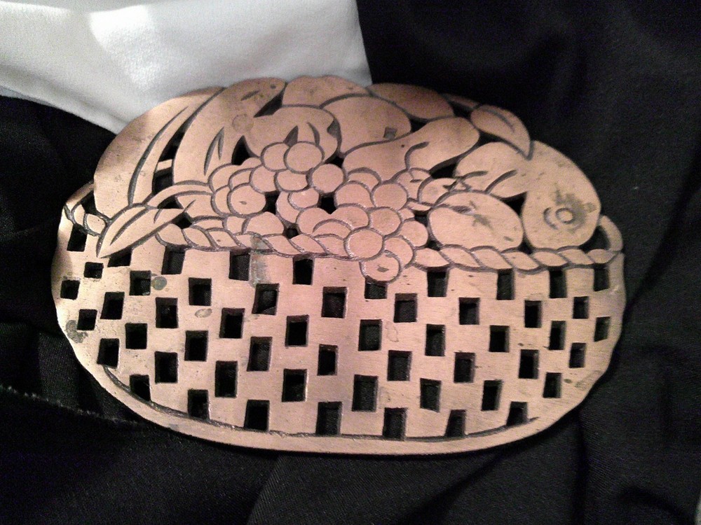 Vintage Fruit Basket Copper Decor Piece