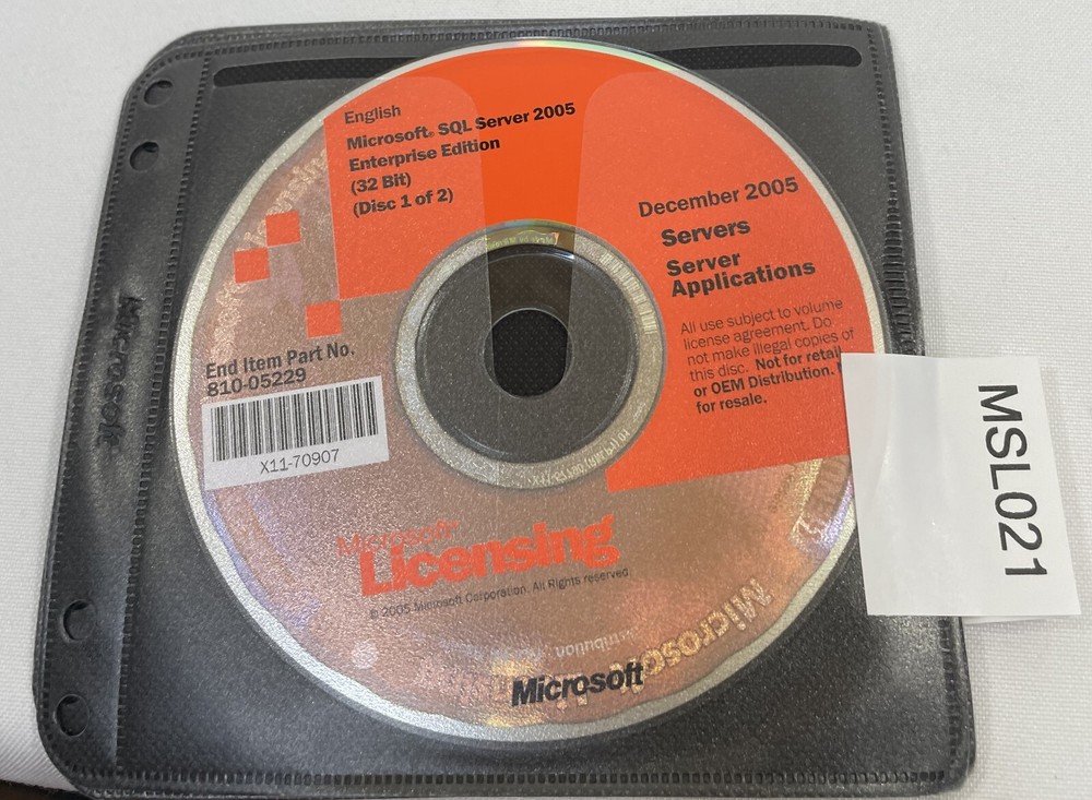 Microsoft SQL Server 2005 Enterprise Edition 4-Disc DVD Set Windows PC Software