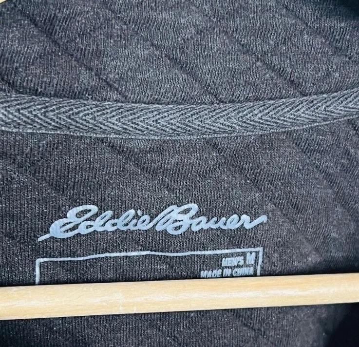 Eddie Bauer Brown Quilted 1/4 Snap Button Pullover Medium