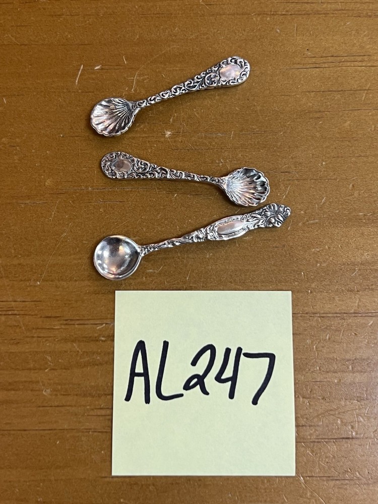 Three Vintage Sterling Silver Salt Spoons