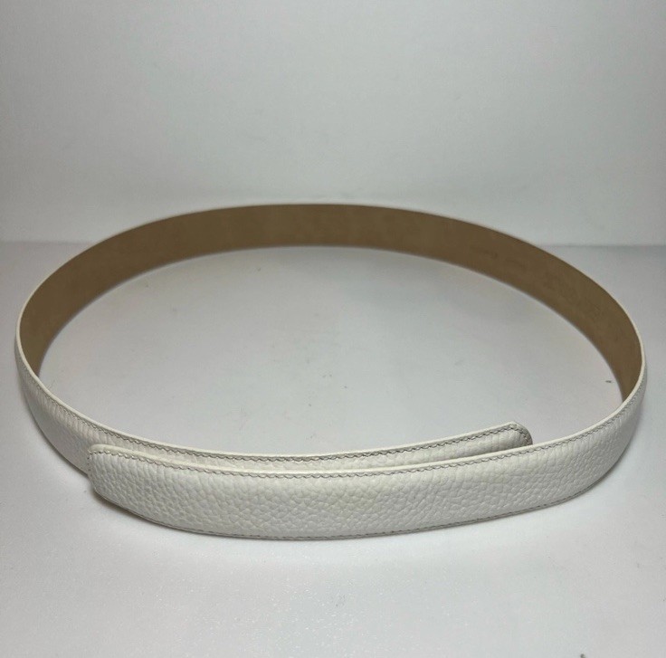 Terry Stack Size XL Minimalist Belt Off White Italian Leather Hook Loop Closure