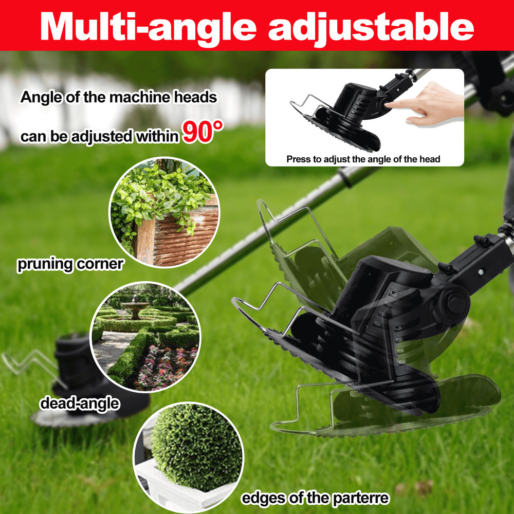 Electric Cordless Grass String Trimmer Lawn Edger Weed Wacker Cutter + 2 Battery