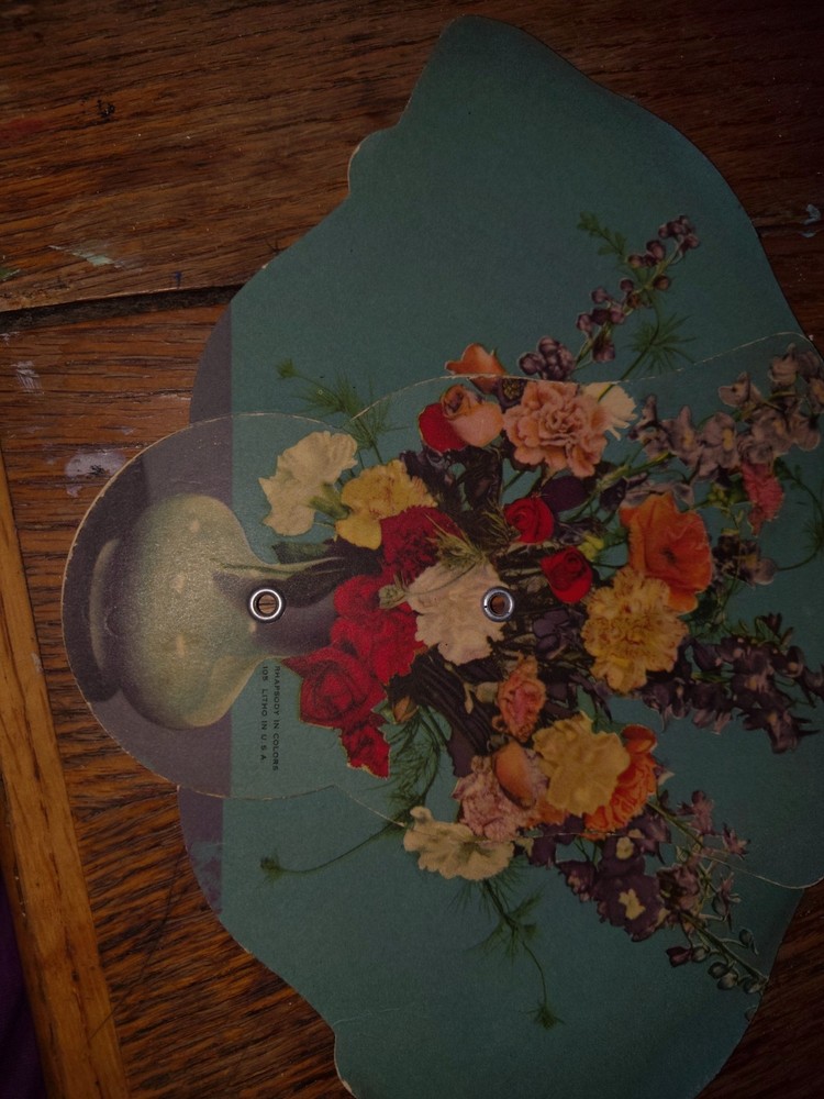 Vintage Funeral Hand Folding Litho Fan