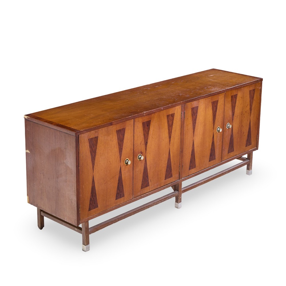 Stanley Mid Century Walnut Harlequin Credenza