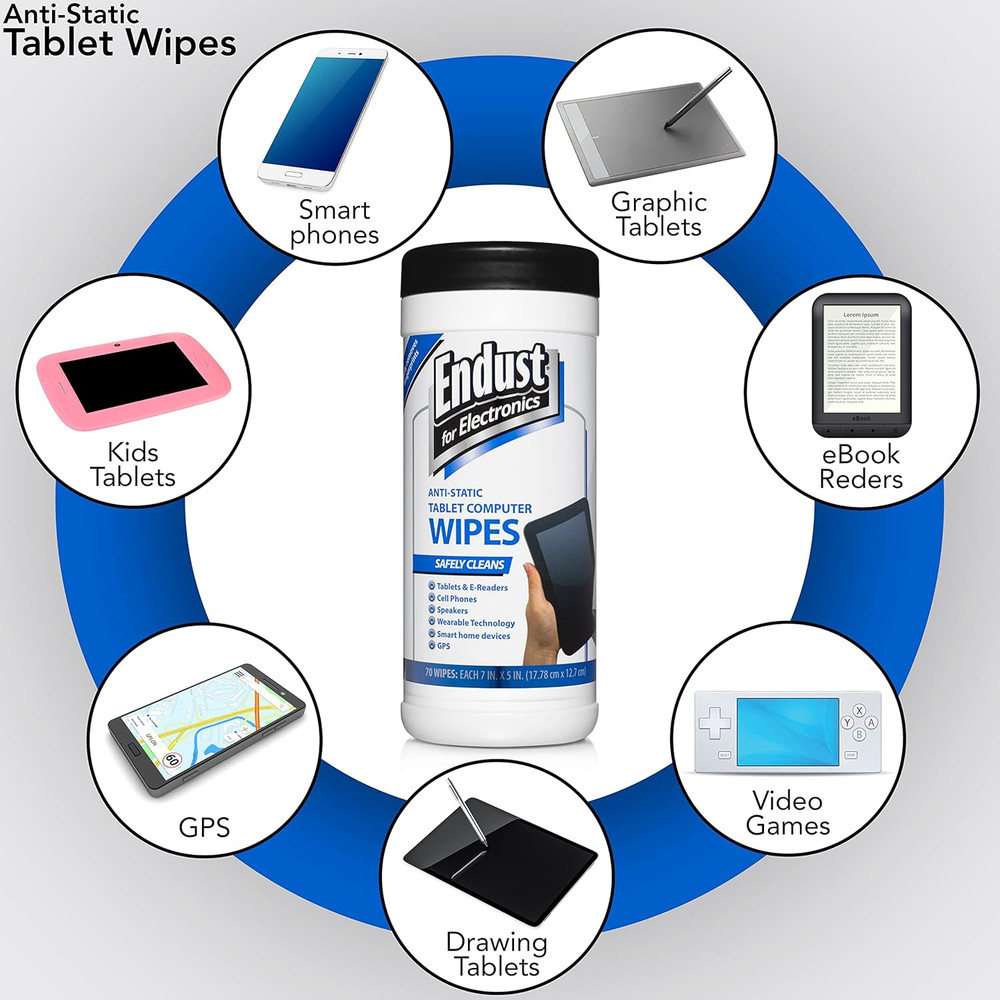 Endust for Electronics, Touchscreen cleaning wipes, Great tablet wipes, 70 count