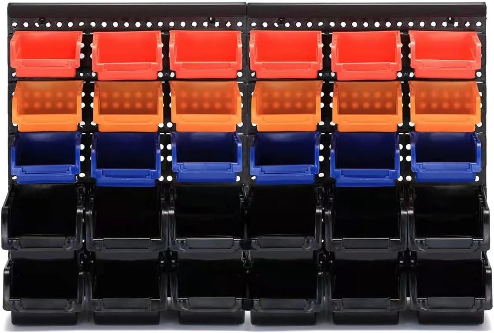 Classic Wall Mounted Tool Storage Rack with Vibrant Color Coding - 25.2"