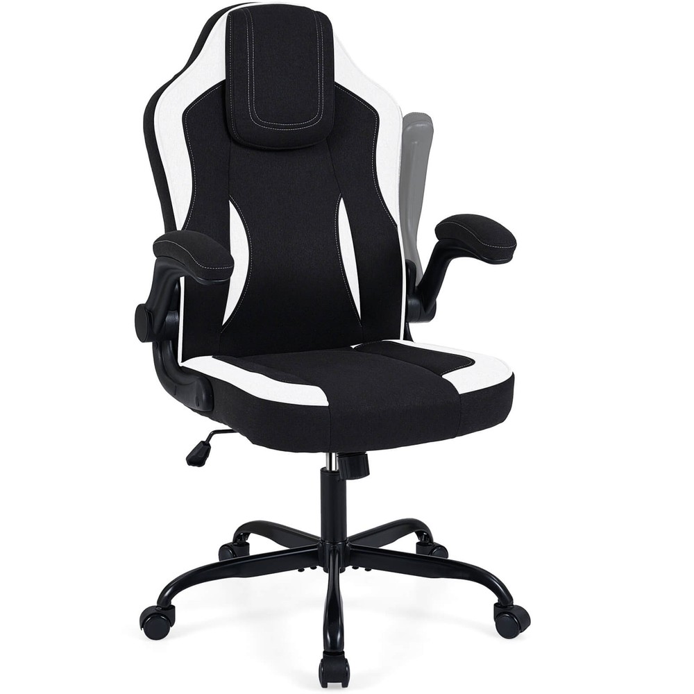 Office Chair w/90° Flip-up Armrests, Adjustable Height & Rocking Function,Wheels