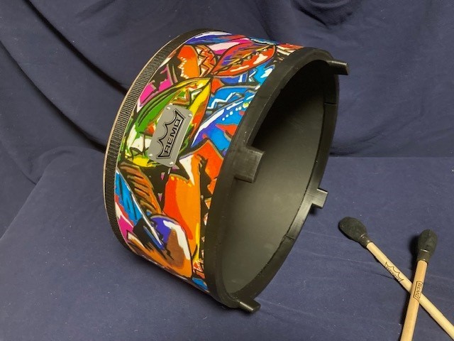 REMO PERCUSSION Rain Forest Gathering DRUM 14" floor tom with 2 drumsticks