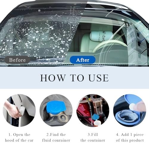 100 PCS Car Windshield Washer Tablets, Auto Glass Wiper Solid Cleaning