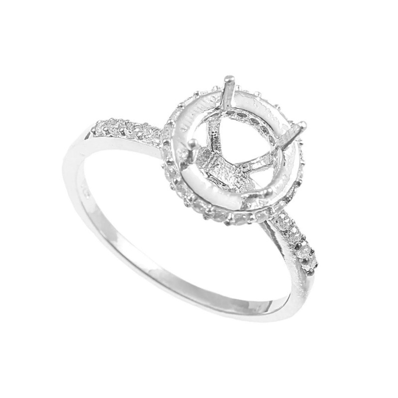 Sterling Silver 8 mm Round Semi Mount Ring Setting Engagement Ring CZ Setting