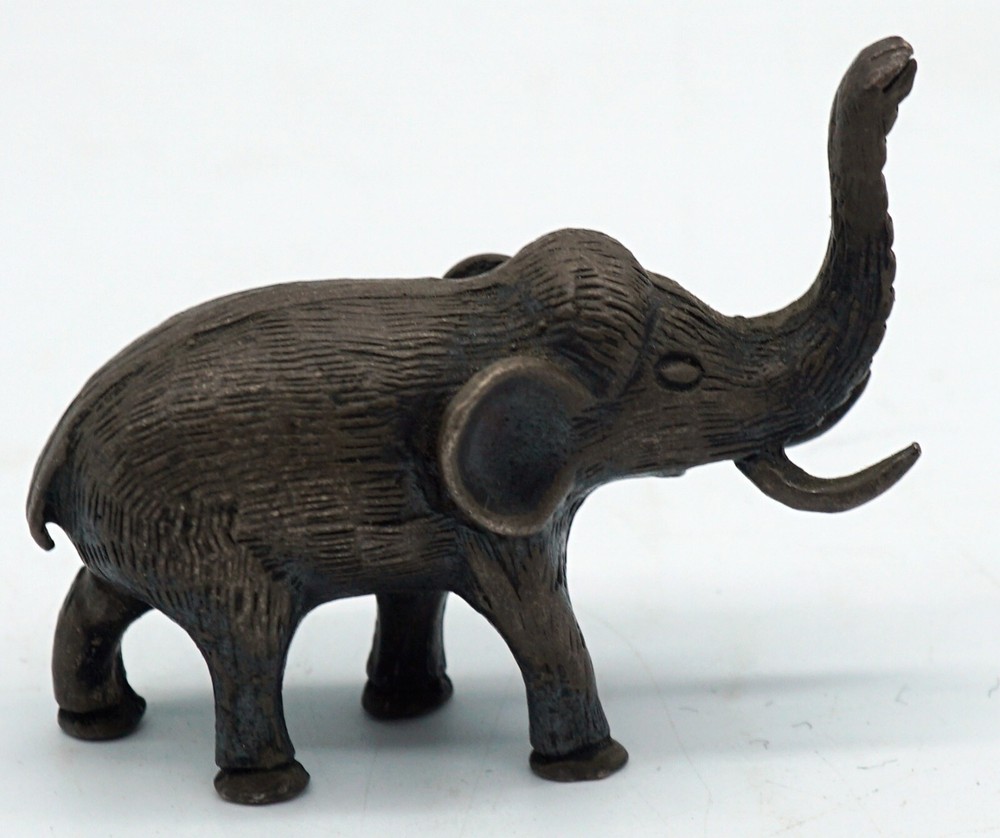 Old Solid Sterling Silver Miniature Elephant Figurine Bronze Finish LHTH 27.8