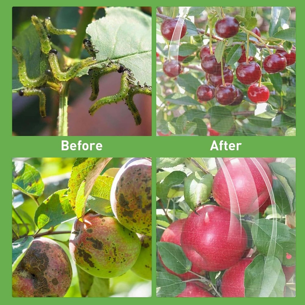 8' x 10' Large Fruit Tree Netting for Squirrels and Birds with Drawstring, In...