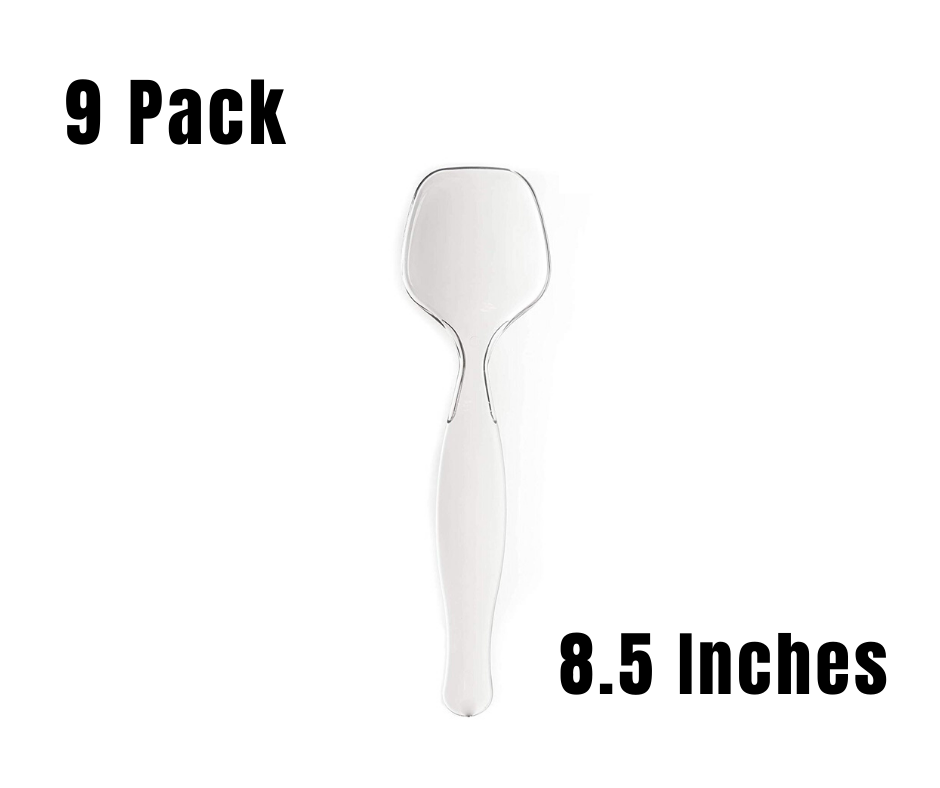 9 Pack Heavy Duty Large Plastic Disposable Clear Serving Spoons 8.5 in
